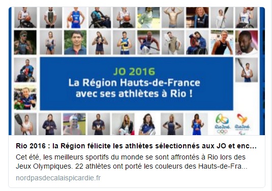 La Région Hauts-de-France félicite ses athlètes ayant concouru aux jeux olympiques de Rio